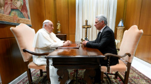 El presidente de Cuba se re&uacute;ne con el papa Francisco durante su gira europea