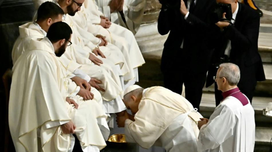 In ritual dear to Francis, Pope Leo washes feet of 12 priests in Rome
