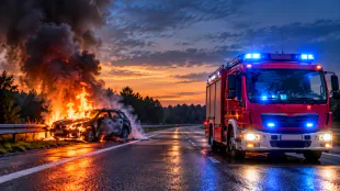Auto ger&auml;t nach Panne bei Winsen in Brand