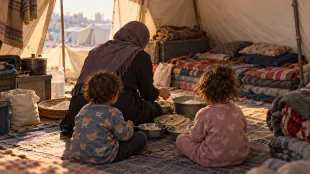 أسرة نازحة في غزة تواجه الجوع والمرض داخل خيمة تفتقر إلى الأساسيات